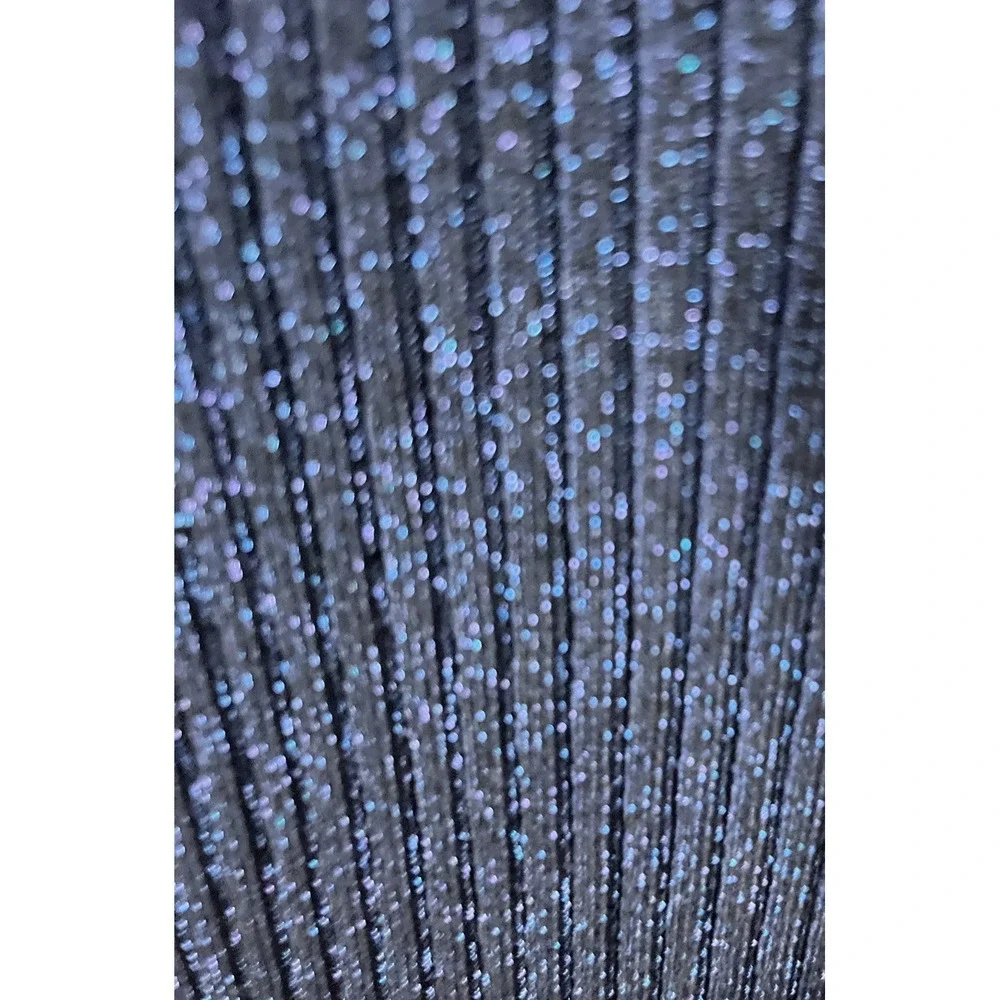 Milly Metallic Stardust Ribbed Sweater Dress XS Navy Blue Siren Celeb Style